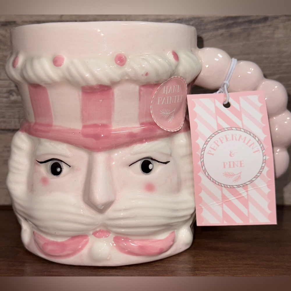 Súper Cute 🥰 Vintage Nutcracker Pink Hand Painted Mug by Peppermint & Pine - NEW